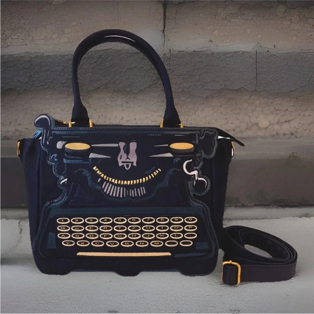 NEW Loungefly WEDNESDAY ADDAMS Typewriter Satchel Crossbody Bag Purse THING Tag - Picture 2 of 7
